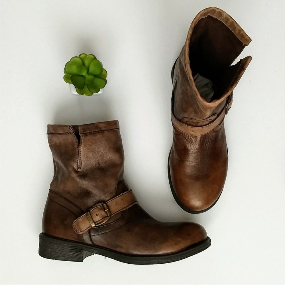 Brown leather boots